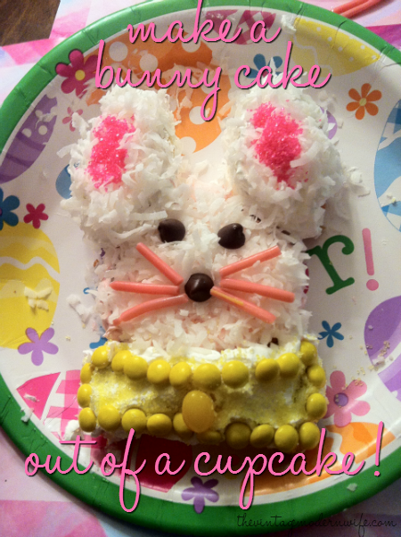 How to make a bunny cake out of a cupcake by The Vintage Modern Wife