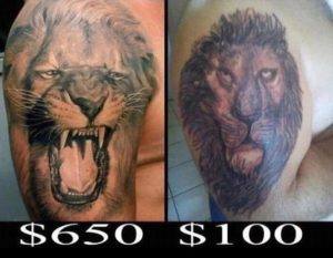 this tattoo is too funny! the more you look at it, the funnier it is!