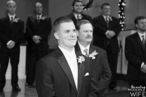 I love this picture from The Vintage Modern Wife where her groom is waiting for her to come down the aisle. So sweet!