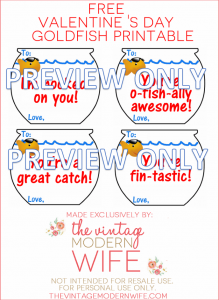 Love this Valentine's Goldfish Printable from TheVintageModernWife.com! Finally a free printable!