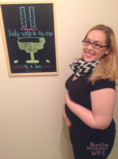 Baby bump chalkboard by The Vintage Modern Wife inspired by Little Baby Garvin. 11 weeks pregnant!