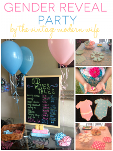 So many great gender reveal party ideas by The Vintage Modern Wife!
