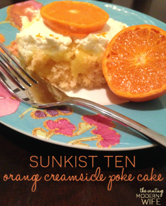 Love how easy this Sunkist TEN Orange Creamsicle Poke Cake is! Not many ingredients and not many calories!