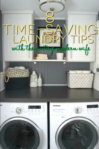 Looking to save time on laundry? The Vintage Modern Wife has 8 great tips on how to get your laundry done faster and greener! #simplegreenselfie