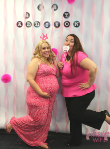 A photo booth for a baby shower is a great baby shower idea! Print out the pictures for your guests and send them with their thank you card!