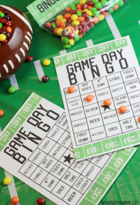 Looking for a fun game day activiity? We love Game Day Bingo! Download 10 cards and Bingo marker bag tops for fun during the whole football game! #buy2get2 #ad