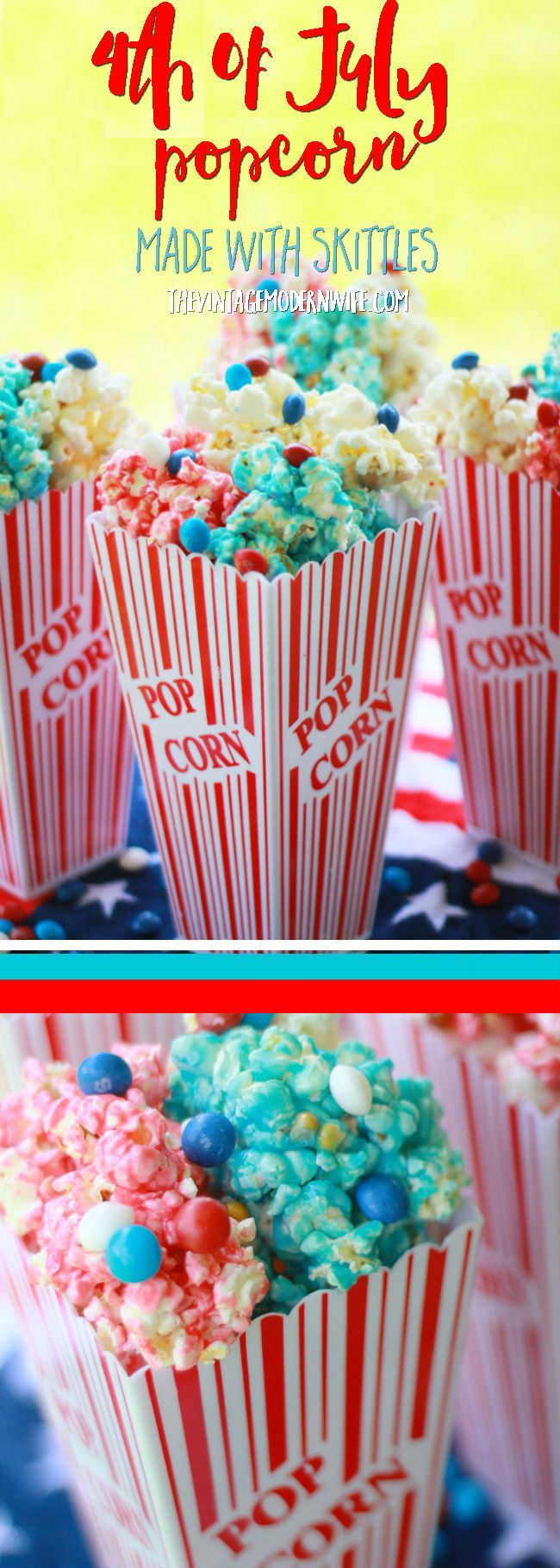 Looking for one delicious 4th of July treat? This 4th of July Popcorn with Skittles America Mix is sweet, salty, sticky, and down right delicious! It's perfect for any 4th of July party! #buy2get2 #ad