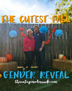 Looking for the cutest fall gender reveal? This pumpkin gender reveal by The Vintage Modern Wife can't be beat! So many cute ideas!