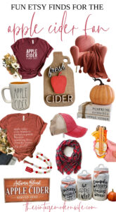 Love apple cider? Don't miss this fun round up of Etsy finds for the apple cider fan! From clothes to home decor, there's something for every apple cider fan this Fall!